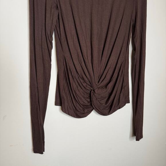 Laila Jayde Women’s Twist Front Long Sleeve Top Brown Pullover NWT Size 1 - Picture 4 of 9